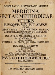 Cover of: Dissertatio inauguralis medica de medicina sectae methodicae veteris eiusque usu et abusu