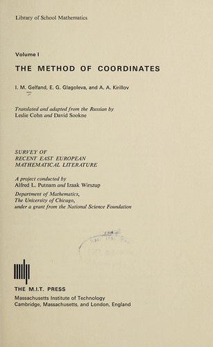 Method of Coordinates. v. 1. Tr. fr. Russian L. Cohn & D. Snooker by 
