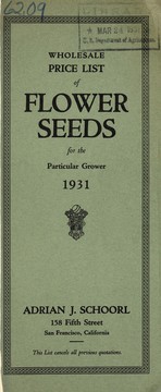 Wholesale price list of flower seeds for the particular grower, 1931