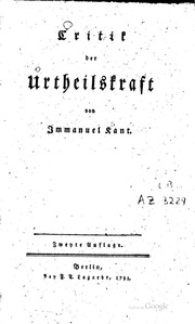 Kritik der Urteilskraft by Immanuel Kant