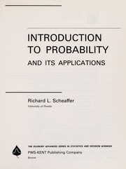 Cover of: Introduction to probability and its applications