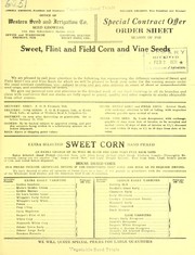 Cover of: Sweet, flint and field corn and vine seeds | Western Seed and Irrigation Company