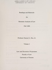 Readings and materials for economic analysis of law by Samuel A. Rea