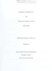 Cover of: Readings and materials for economic analysis of law by Samuel A. Rea