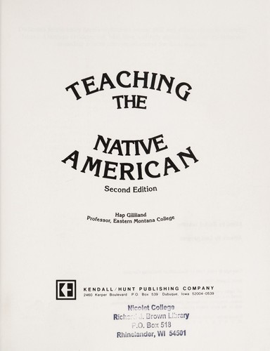 Teaching the Native American by Hap Gilliland