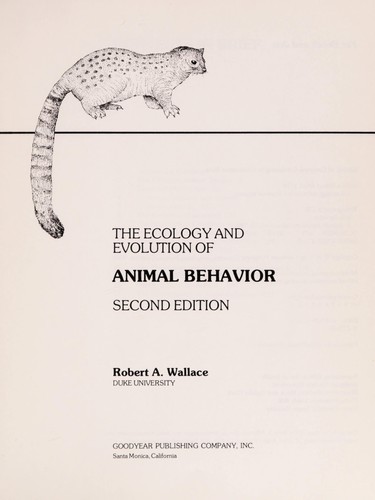 The ecology and evolution of animal behavior (1979 edition) | Open Library