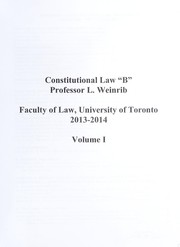 Cover of: Constitutional law "B" by Lorraine Weinrib