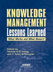 Cover of: Knowledge Management Lessons Learned by Michael E. D. Koenig, Taverekere Srikantaiah