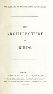 Cover of: The architecture of birds | James Rennie