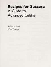 Cover of: Recipes for success: a guide to advanced cuisine