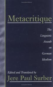 Cover of: Metacritique: The Linguistic Assault on German Idealism