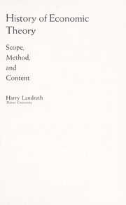 Cover of: History of economic theory by Harry Landreth