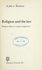 Cover of: Religion and the law | Robilliard, St. John A.