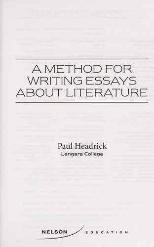 A method for writing essays about literature by Paul Headrick