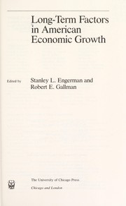 Cover of: Long-term factors in American economic growth | 