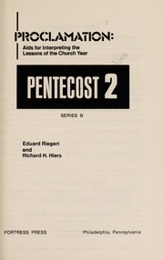Cover of: Pentecost 2 by Eduard R. Riegert, Richard H. Hiers