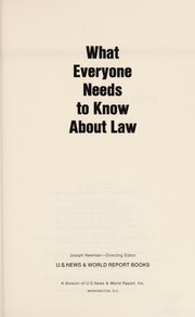 Cover of: What everyone needs to know about law