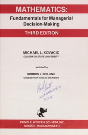 Cover of: Mathematics, fundamentals for managerial decision-making by Michael L. Kovacic