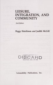 Cover of: Leisure, integration and community