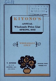 Cover of: T. Kiyono annual wholesale price list | T. Kiyono (Firm)