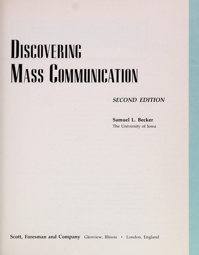 Discovering mass communication by Samuel L. Becker