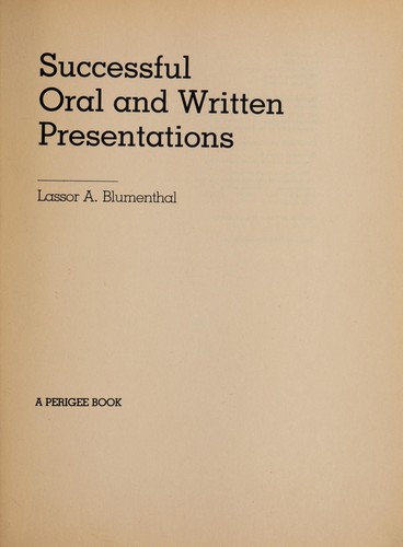 oral presentation on a book