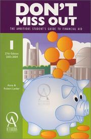 Cover of: Don't Miss Out: The Ambitious Student's Guide to Financial Aid (Don't Miss Out, 27th ed)