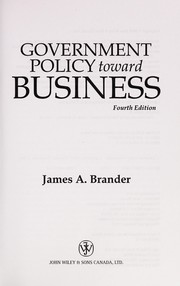 Government policy toward business by James A. Brander, Brander