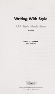 Cover of: Writing with style: APA style made easy