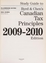 Cover of: Byrd and Chen's Canadian tax principles: 2009-2010 edition