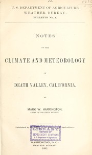 Cover of: Notes on the climate and meteorology of Death Valley, California | Mark Walrod Harrington