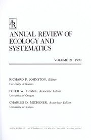 Cover of: Annual review of ecology and systematics. | 