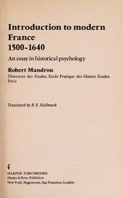 Cover of: Introduction to modern France, 1500-1640: an essay in historical psychology