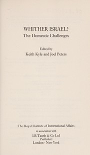 Cover of: Whither Israel? by edited by Keith Kyle and Joel Peters.