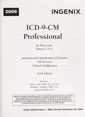 ICD-9-CM professional for physicians by Anita C. Hart, Melinda S. Stegman, Beth Ford