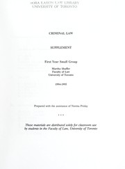 Cover of: Criminal law: supplement