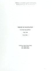 Cover of: Theory of negotiation: course readings