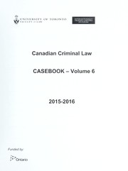 Cover of: Canadian criminal law: casebook