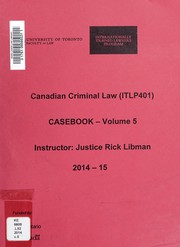 Cover of: Canadian criminal law (ITLP401) by Rick Libman