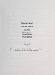 Cover of: Criminal law by Martha Shaffer
