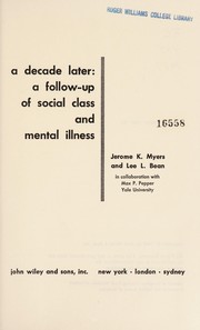Cover of: Decade Later by Jerome K. Myers, Lee L. Bean
