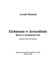 Cover of: Eichmann w Jerozolimie by Hannah Arendt
