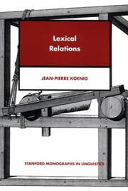 Cover of: Lexical Relations