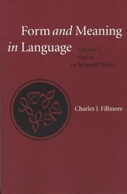 Cover of: Form and Meaning in Language | Charles Fillmore