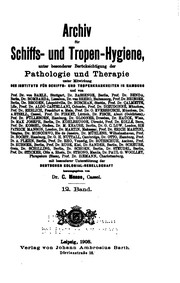 Cover of: Archiv fuer schiffs-und tropen-hygiene by 