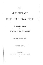 Cover of: New England Medical Gazette by 