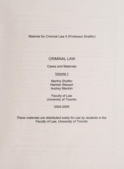 Cover of: Criminal law | Martha Shaffer