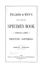 Cover of: Specimen Book and Price List of Printing Material