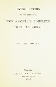 Cover of: Introduction to new edition of Wordsworth's complete poetical works