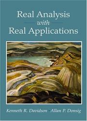Front cover of Real Analysis with Real Applications by Kenneth R. Davidson